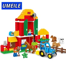 UMEILE Brand 123PCS Original Animal Large Particle Building Blocks Zoo Set Kids Toys DIY Brick Compatible With Duplo Gift