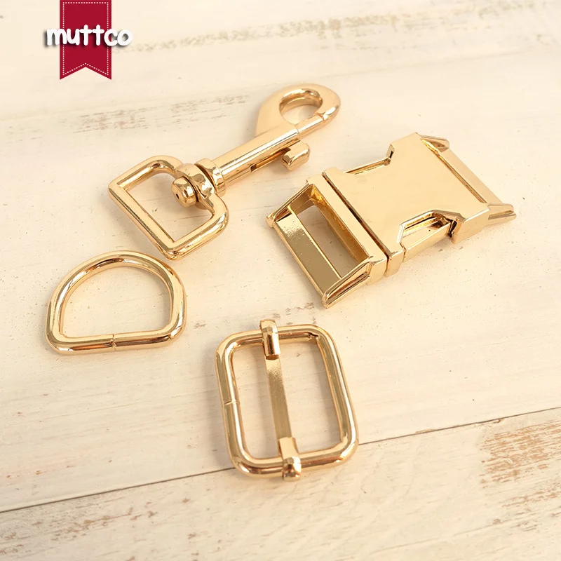 20sets/lot (metal buckle+adjust buckle+D ring+metal dog clasp/set) Wholesale golden accessory