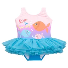 Новинка года; милый розовый кружевной купальник с принтом рыбы для девочек; летний детский купальник; крутая детская пляжная одежда для отдыха; 17S907