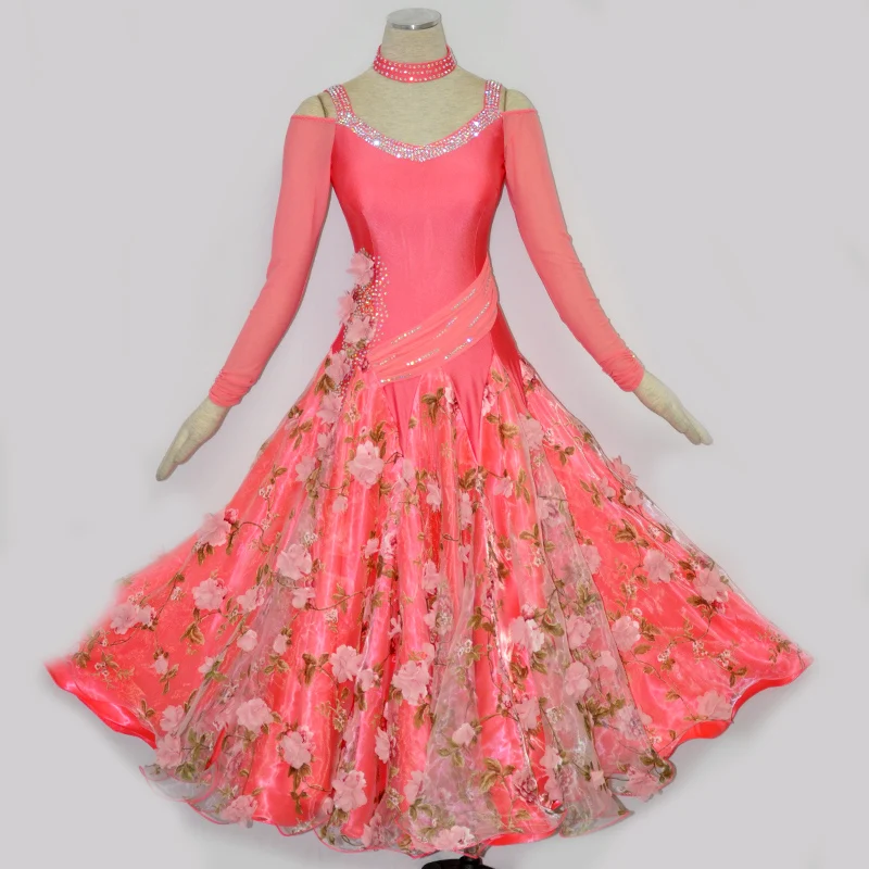 

Lady Modern Dance Dress Girls Ballroom Dancing Compittion Dress Female National Standard Dance Suit Diamond Social Dance D-0394