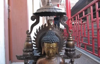

31 INCH Tibet Folk temple classical Bronze Amitabha Sakyamuni Buddha Statue