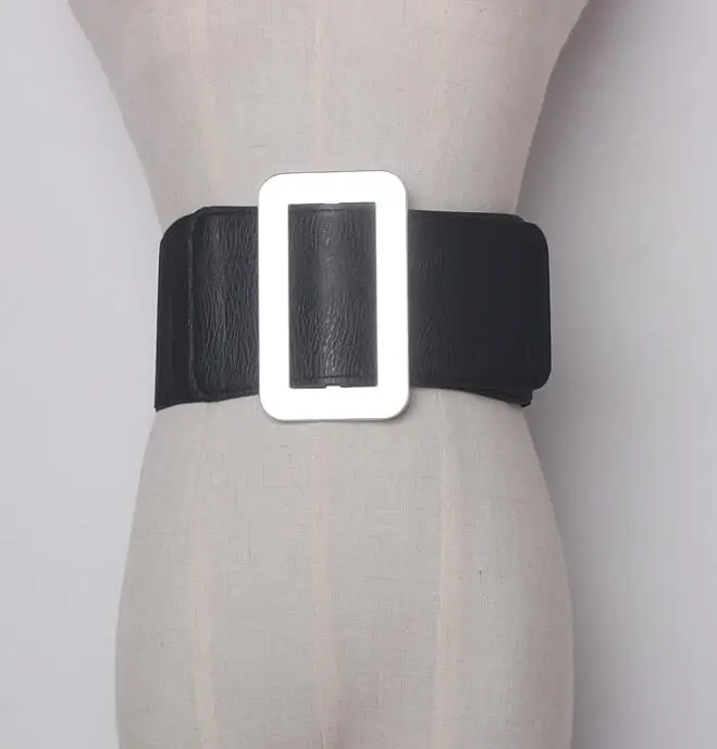 

Women's runway fashion gold silver buckle elastic Cummerbunds female Dress Corsets Waistband Belts decoration wide belt R1464