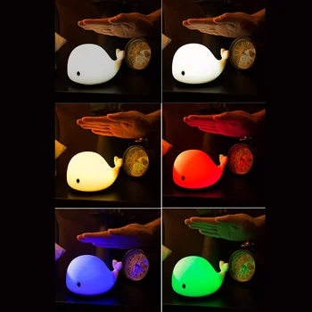 

Touch Cute Dolphin USB Rechargeable Children Night Light Baby Whale Multicolor LED Light Silicone Lamp Bedside