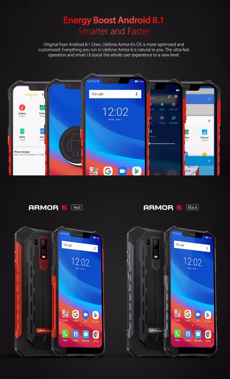 Ulefone Armor 6 IP69K водонепроницаемый мобильный телефон Android 8 1 2 &quotFHD + Восьмиядерный ГБ