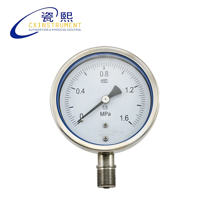 4 All Stainless Steel Pressure Gauge With 060 Mpa 100mm Radial Install