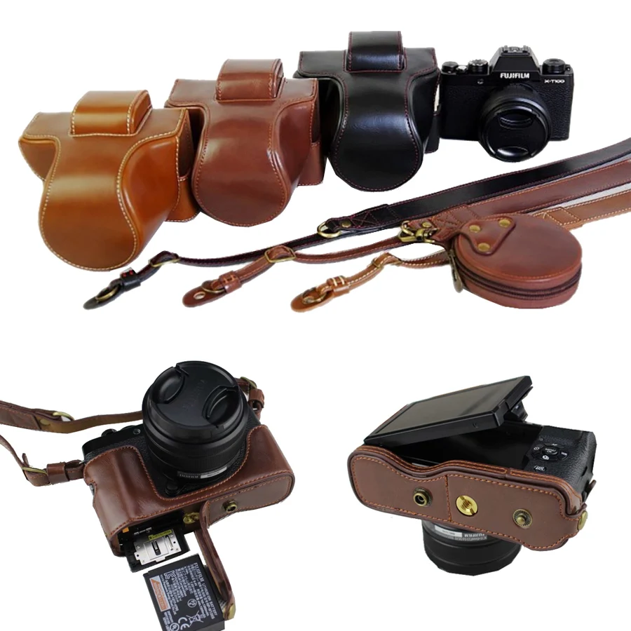 New Luxury Camera bag For Fujifilm X T100 Fuji XT100 X T100 PU Leather