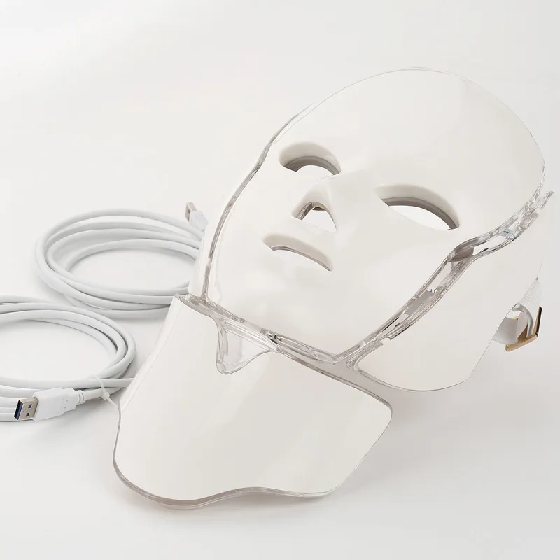 

Beauty Anti Acne Therapy Whitening Skin Tighten 7 Colors Light LED Facial Mask With Neck Skin Rejuvenation Face Care Treatment