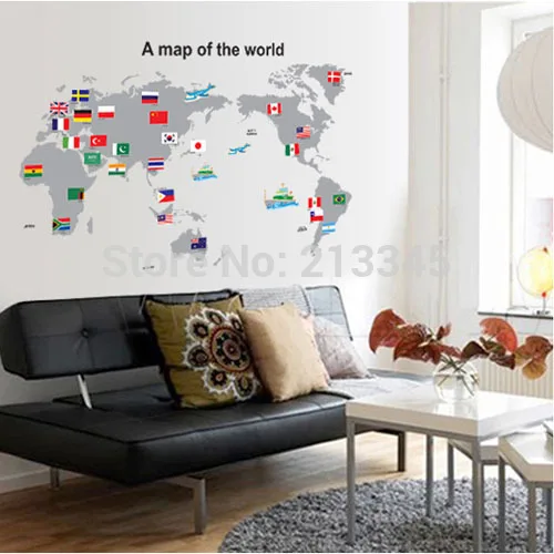 [Fundecoration] весь мир Карта мира настенные наклейки для офиса гостиной украшения