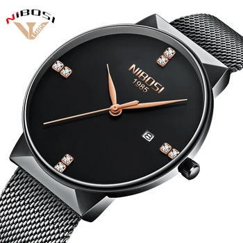 

Montre Homme NIBOSI Watch Men Luxury Brand Famous Men Watches Stainless Steel Silver Quartz Wristwatches For Male Saat Mesh Band