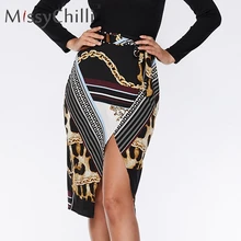 MissyChilli Сексуальная bodycon сплит печати на шнуровке юбка Для женщин Черный Вечерние ремень клуб на лето Высокая талия короткая юбка винтажные Новые