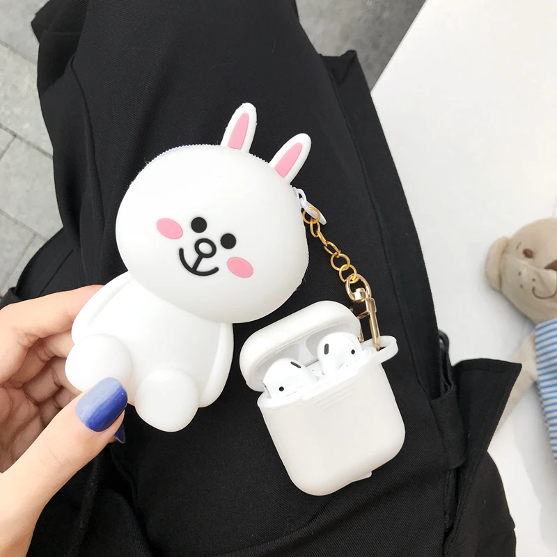 Корейский мультяшный бренд 3D Милый Медведь Кролик Утка Тоторо силиконовый беспроводной чехол для зарядки наушников для AirPods 1 2 Bluetooth чехол
