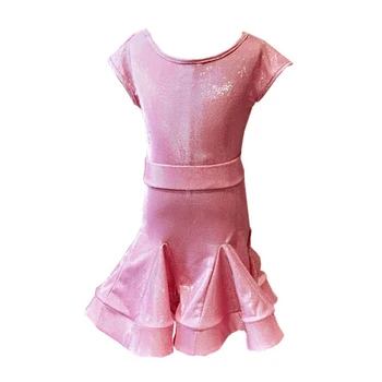 

New Arrival Latin Dance Dress For Girls Slim Pink Ballroom Rumba Tango Practice Wear Performance Clothes Cha Cha Dresses DC1471