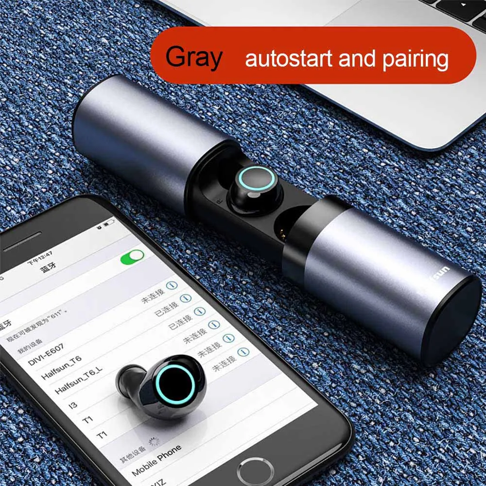 Gray Настоящие беспроводные Bluetooth наушники вкладыши для Xiaomi 9 huawei samsung iPhone наушники мини TWS игровая Спортивная гарнитура Handsfree - Цвет: Gray