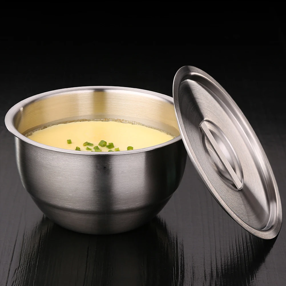 

304 Stainless Steel Bowl with Lid Salad Bowl Steam Egg Bowl Kitchen Accessories