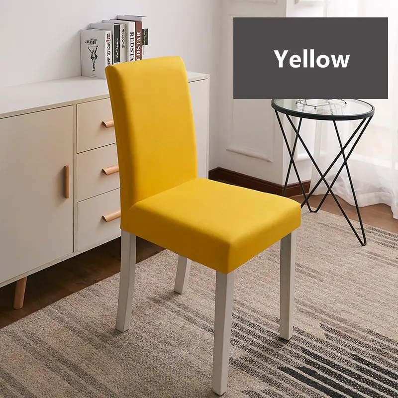 Сплошной цвет чехол для кресла спандекс стрейч эластичные чехлы на стулья белый для столовой кухни свадьбы банкета отеля - Цвет: Yellow