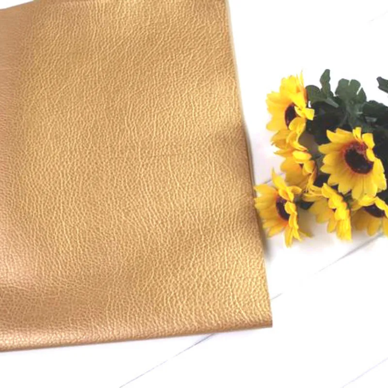 

Large Pebbled Litchi Pattern Faux PU Leather Fabric Faux Artificial Synthetic Leather Fabric Gold DIY Sewing Patchwork Material