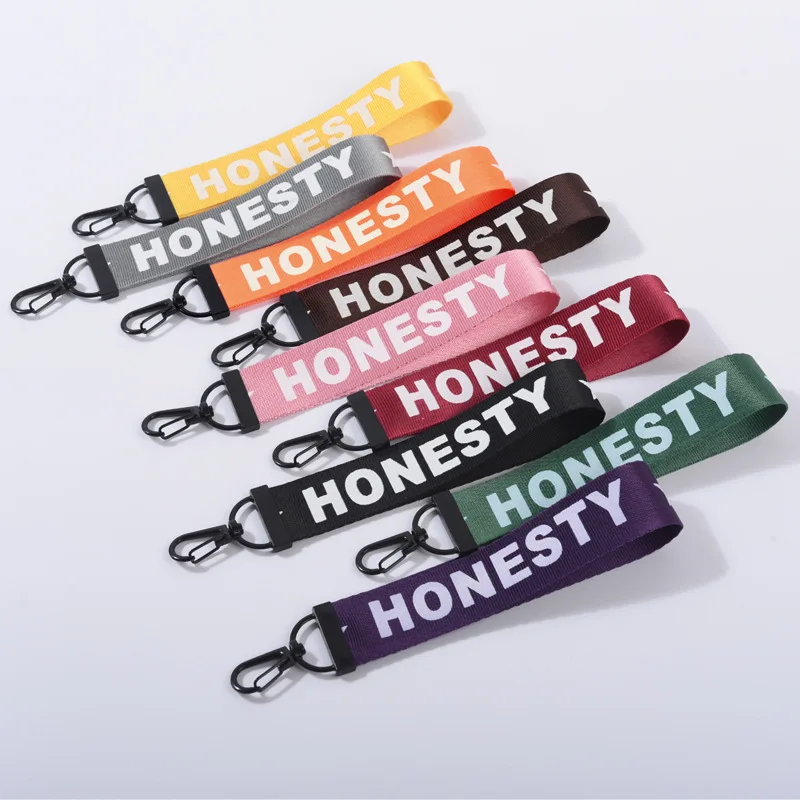 

Letters HONEST Ribbon keychain for women 9 colors fashion ribbons clothes bag pendant mobile wallet lanyard keychain jewelry