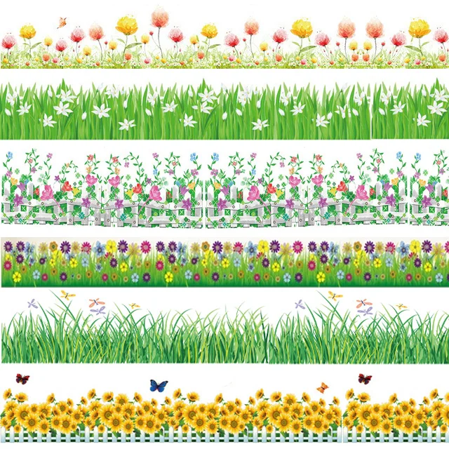 garden flower grass plants baseboard wall stickers kids rooms home