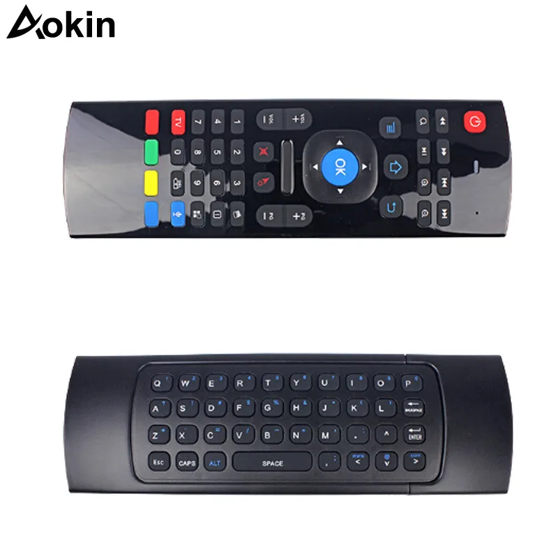 

Aokin T3 Wireless Gyroscope Mouse Remote Control 2.4G Built-in 6 Axis Fly Air Keyboard for PC/Smart TV/PS3 Motion Sensing Gamer