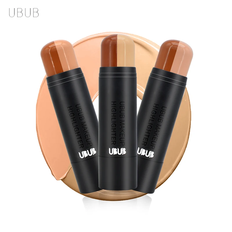 

UBUB Double Color Bronzer Highlighter Pencil Natural Brighten Shimmer Face Contour Illuminator Makeup Glow Kit Eyeshadow Palette