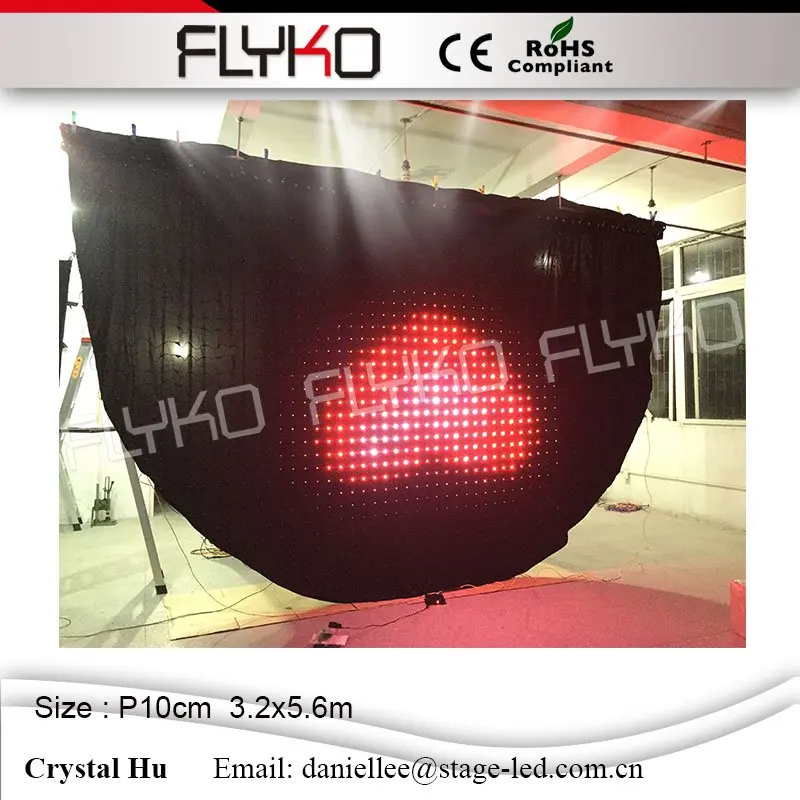 

New arrived!!! fireproof led backdrop stage effect decoration xxx video led curtain cloth P10cm 3.2x5.6m Semicircle