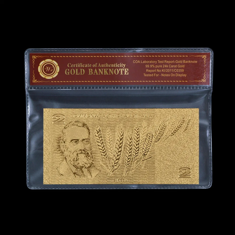 Позолоченные банкноты подарок Старый AUD2 фунтов нормальный лист из золотой фольги покрытием монет коллекция и подарок