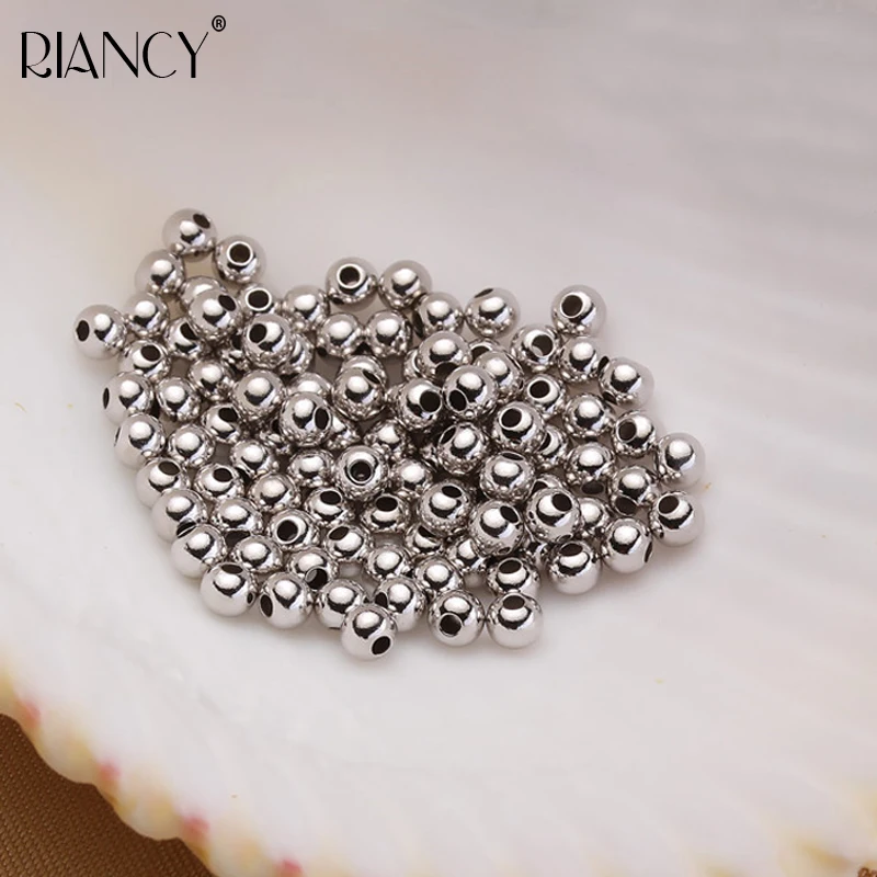 

925 sterling silver Round Hole Beads 1pcs/lot Wholesale 3MM Small Silver Ball European Beads Kids DIY Jewelry Accessories