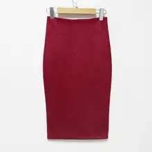 Zuolunouba осень зима Для женщин юбка зимние однотонные замшевые Повседневная обувь посылка Хип карандаш миди юбка Дамы Юбка Saia Sereia