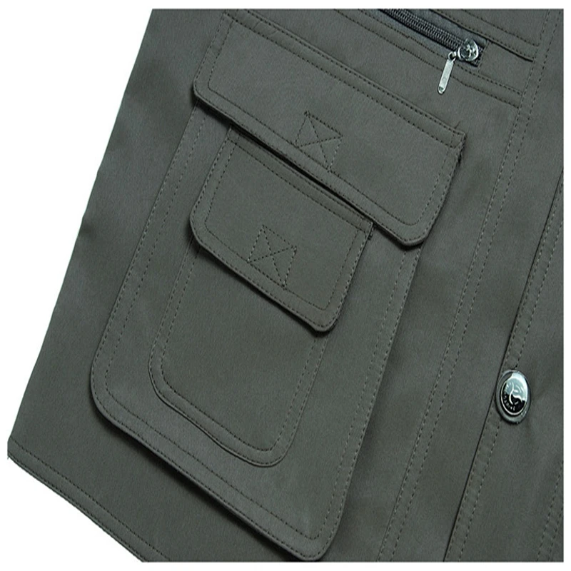 New Spring men's two-sided vest multi-pocket multi-pocket vest men casual fishing photography vest plus size S-4XL