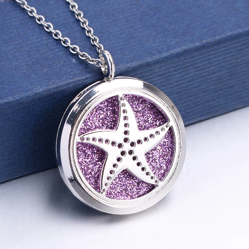 

1pc Hollow Floating Magnetic Sea Starfish Locket Pendant Jewelry Aroma Perfume Fragrance Essential Oil Diffuser Locket Necklace