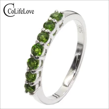 100% naturalne Chrome Diopside pierścionek zaręczynowy 7 sztuk VVS diopside srebrny pierścień proste 925 srebrny pierścionek z kamieniami szlachetnymi romantyczny prezent