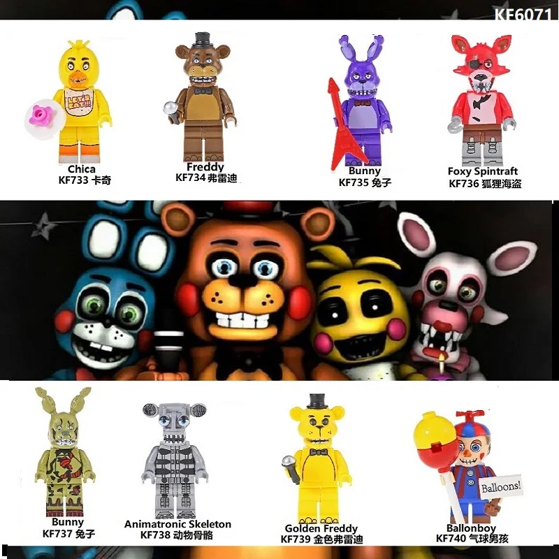 Single Sale Building Blocks Famous Movie Five Nights At Freddy Chica Bunny Foxy Spintraft Brick Children Toys Kids Gift KF6071