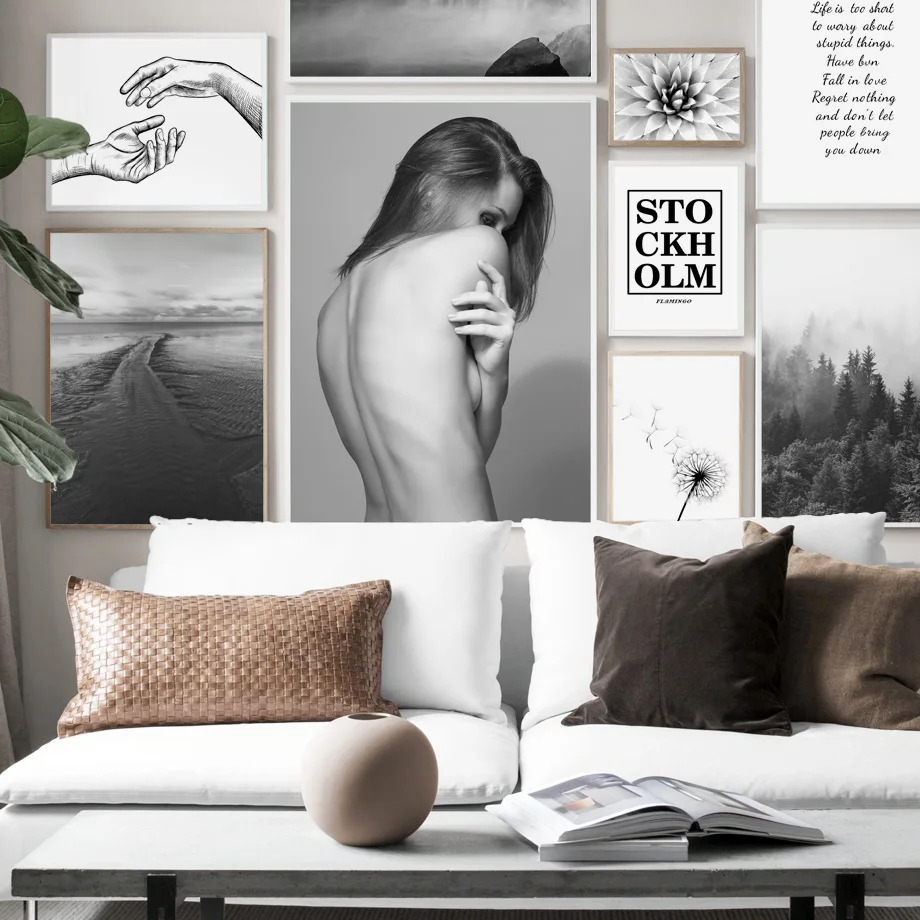 

Sexy Girl Sea Forest Dandelion Plant Nordic Posters And Prints Wall Art Canvas Painting Wall Pictures For living Room Home Decor
