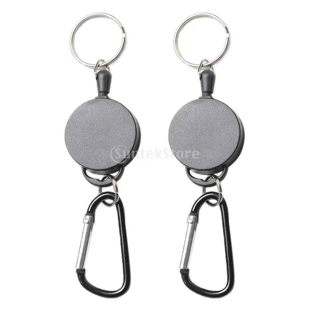 2PCS Professional Heavy Duty Self Retracting ID Badge Key Reel with Retractable Steel Cord 65cm