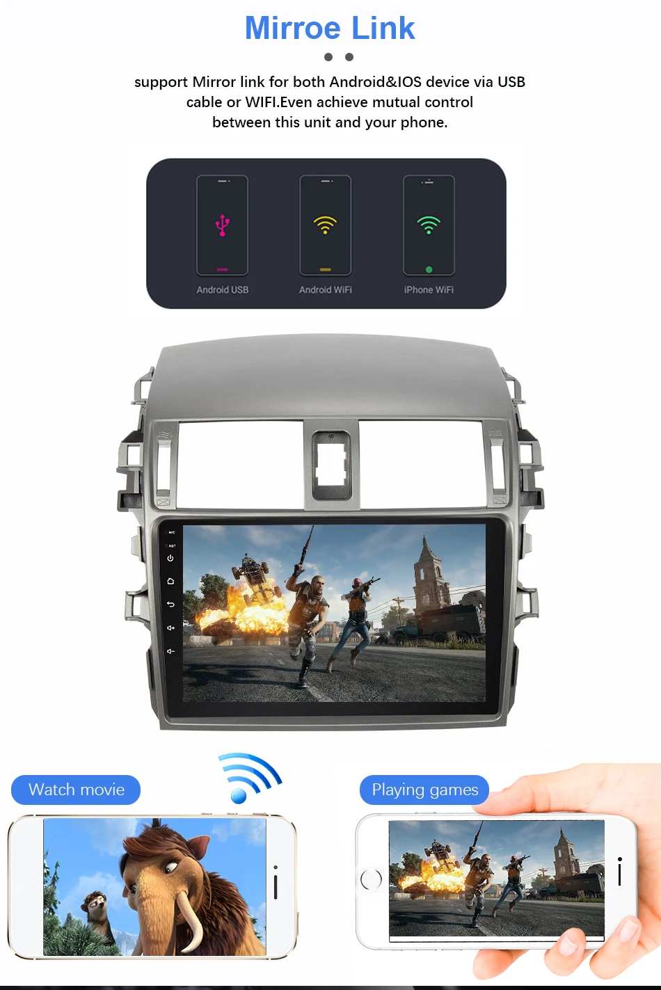 Cheap Eunavi 4G+64G  6 core android 9.0 car dvd for Toyota Corolla E140/150  2007-2011 multimedia car radio gps navi PX6 Radio WIF 11