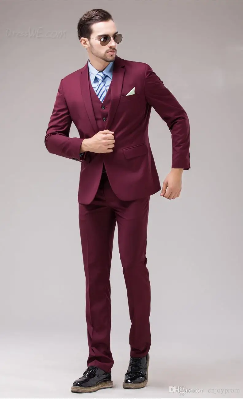 Customized Burgundy Wedding suits design for Men Wedding