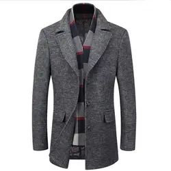 Серый для мужчин зимние толстые высокое качество шерсть куртки пальто для будущих мам мужской повседневное Мода Похудения большой разме
