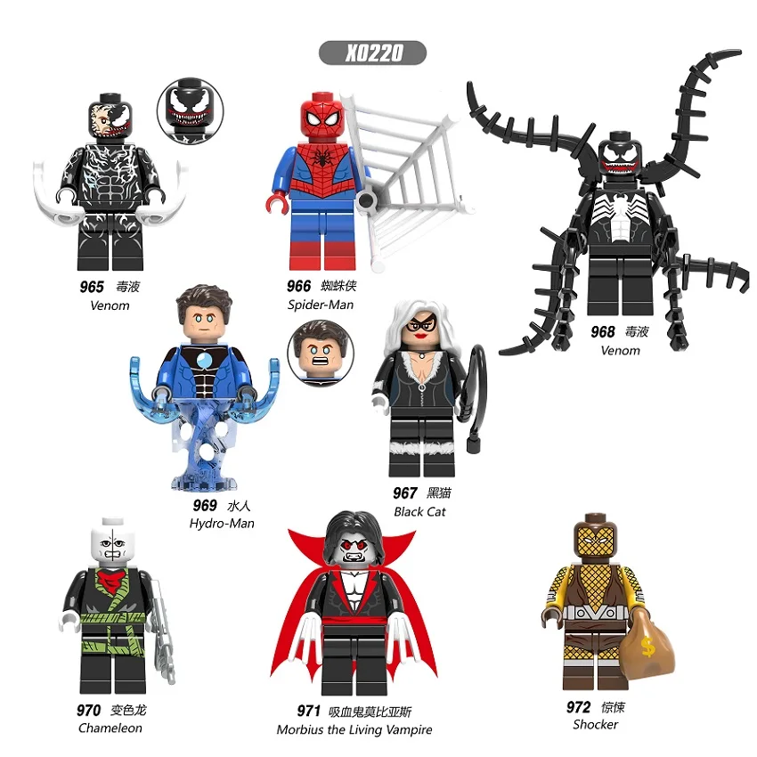 

Single Sale X0220 Super Heroes Spiderman Venom Hydro-man Black cat Vampire Assemble Building Blocks For Children Toys Gift