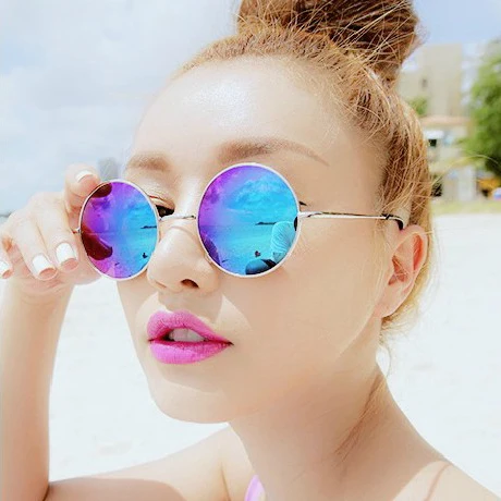 Sunglasses women sun glasses men brand designer summer style vintage steampunk alloy frame round dazzle lens fashion 15 colors