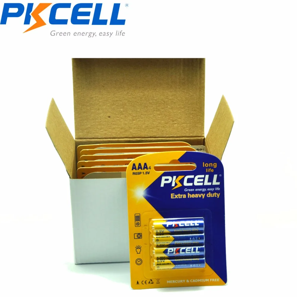 48pcs Pkcell Aaa Battery 1.5v Extra Heavy Duty Battery Aaa R03p Carbon
