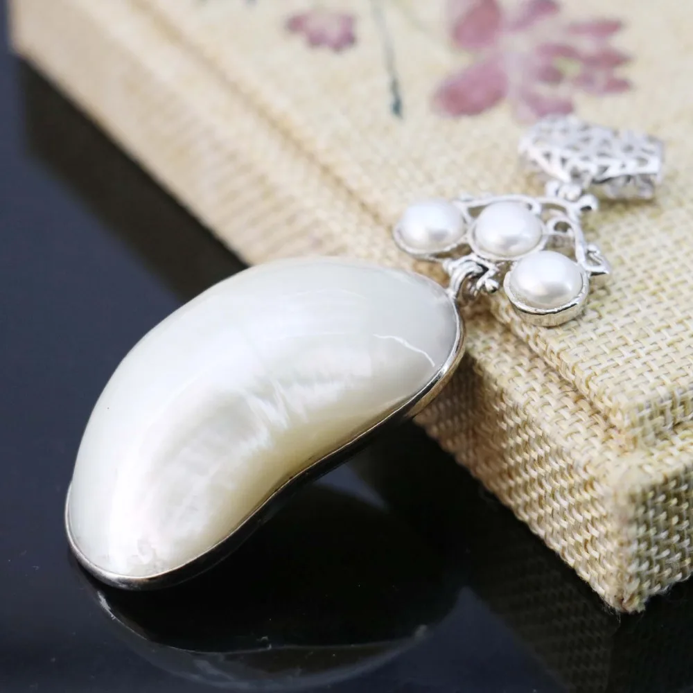 

29*48mm Hot sale White Fashion Ethnic Chic abalone freshwater pearl beads long pendant simpleness making jewelry crafts diy