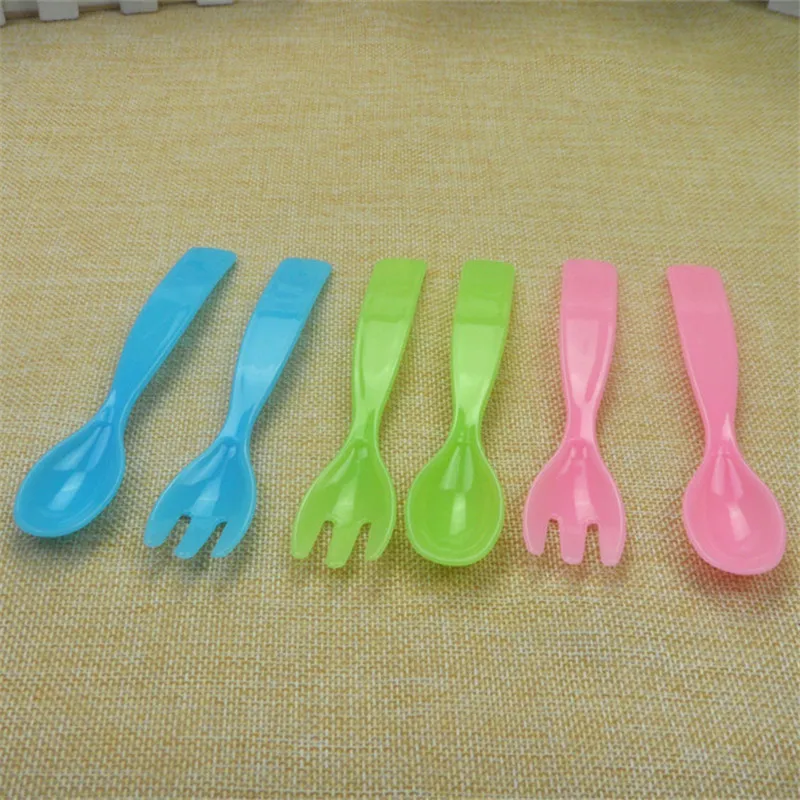 Детская посуда, детская пластиковая миска, набор ложка и вилка, устойчивая к падениям, одноцветная миска, трехкомпонентная одноцветная миска для кормления, 3 цвета