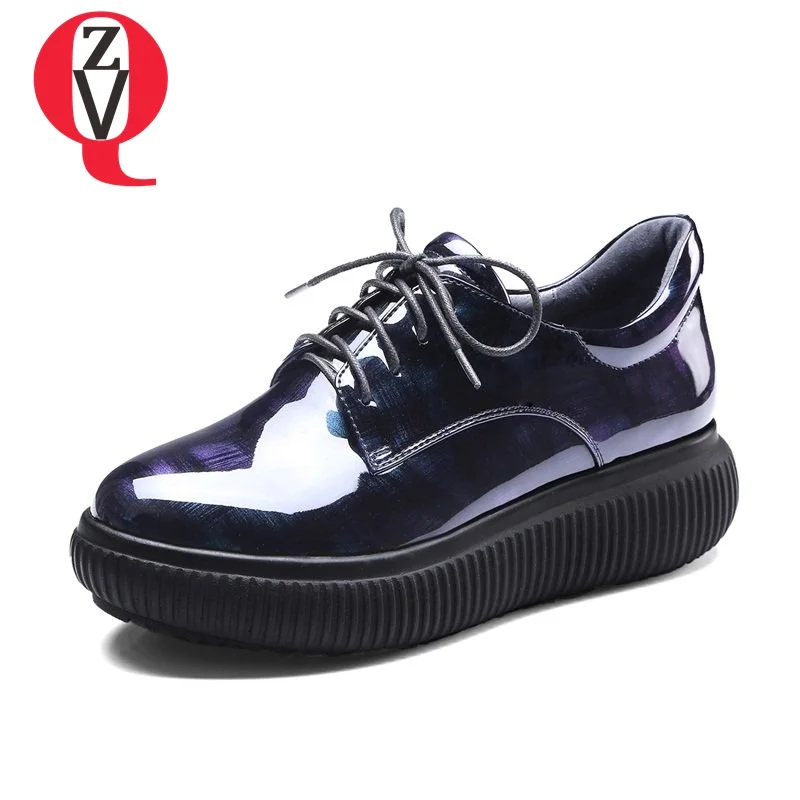 

ZVQ soft memory foam lace-up patent leather all-match style shoes absorb sweat breathable manual breathable women pumps