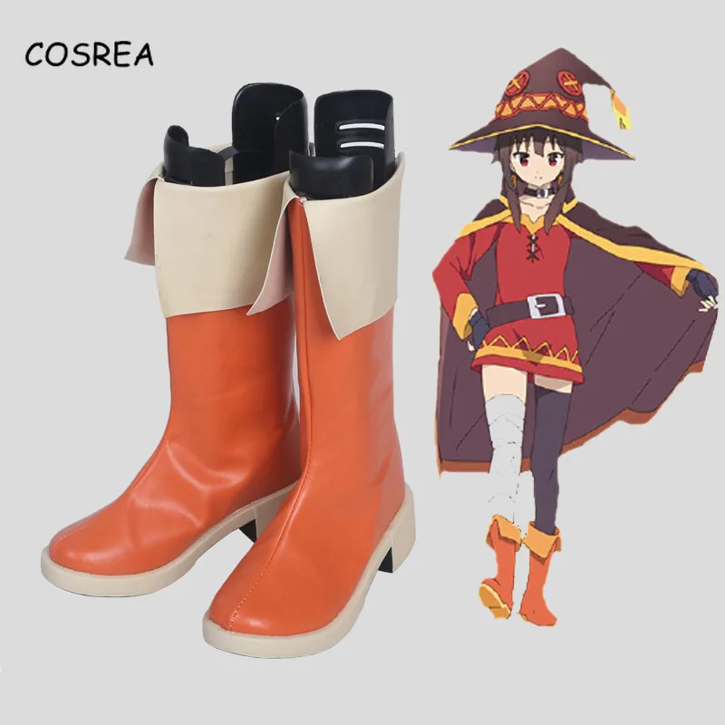 KonoSuba Megumin/ботинки для костюмированной вечеринки девочек Женские кожаные ботинки