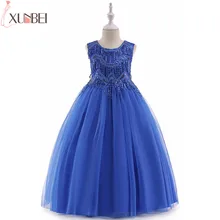 4 Colors Flower Girl Dresses Sequined 2019 Tulle Appliqued Pageant Dresses For Girls First Communion Dresses Kids Prom Dresses quality pretty satin flower hem trailing girl dresses 2018 beaded appliqued dresses for girls kids prom dresses vestido daminha