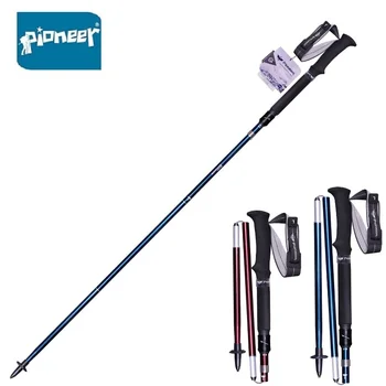 

PIONEER 2 Pieces Folding Trekking Poles Aluminum Alloy Adjustable 5 Section Nordic Walking Sticks HIking Camping Equipment