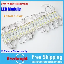 100 шт. супер яркий DC 12 В 3 светодиодный s 5050 SMD Желтый цвет водонепроницаемый светодиодный модуль лампы Обычная печатная плата