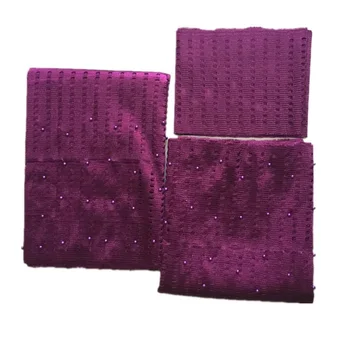 

Purple Color aso oke headtie with beads african fabric sego headtie gele women headtie high quality 3piece/lot -30