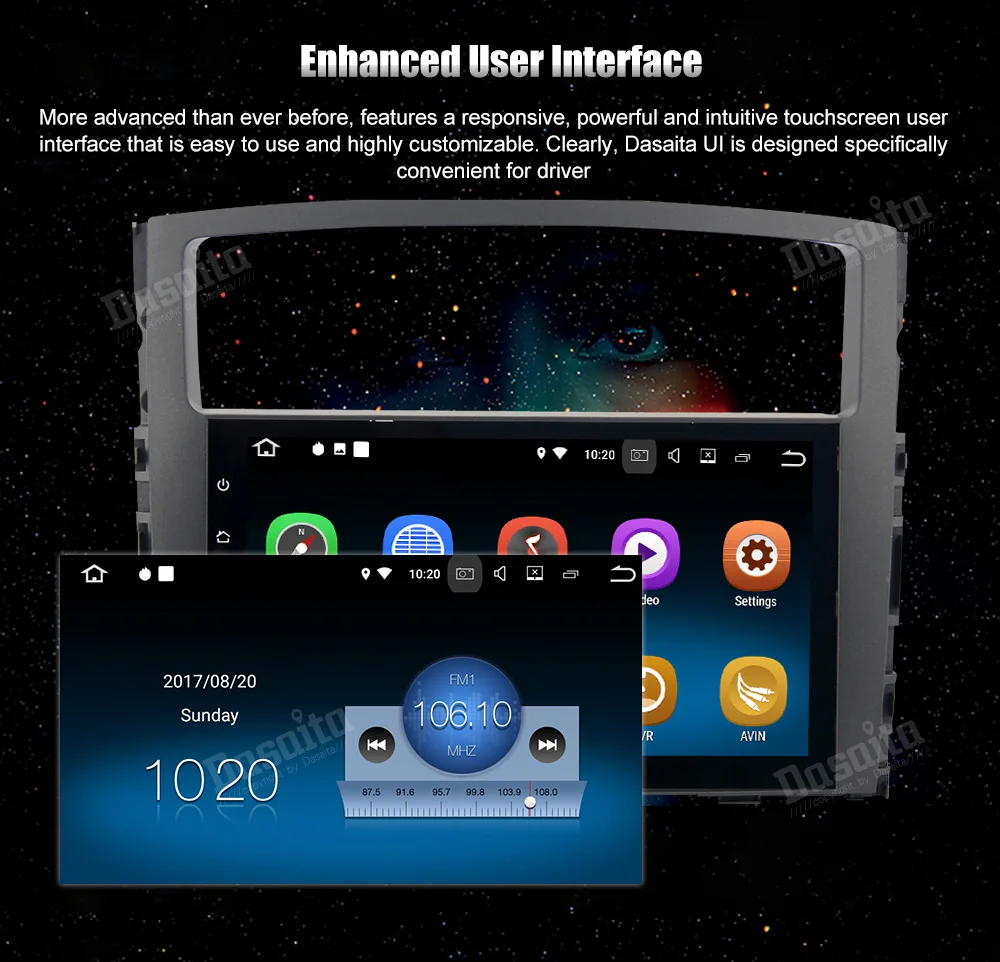 Clearance Dasaita 9" Android 8.1 Car GPS Player Navi for Mitsubishi Pajero V97 V93 2006-2011 with 2G+16G Quad Core Multimedia Radio No DVD 9