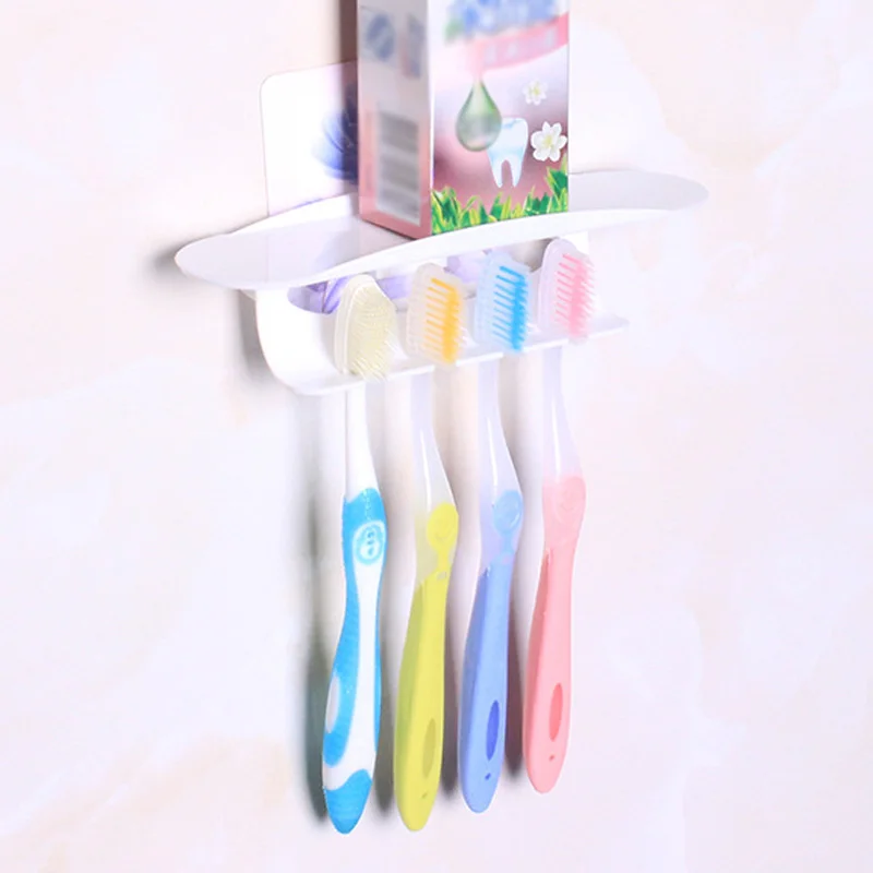 

Toothpaste Toothbrush Holder Wall Mount Rack Bath Set Bathroom Strong Suction Cup Toothbrush Hanging Storage Shelf PAK55